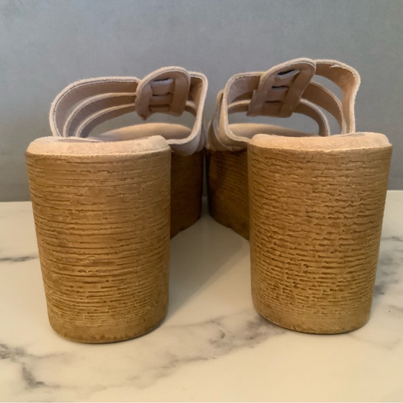 Athena Handmade Greek Summer Sandals Wedge Platform Creamy nude colour Size 9 - Picture 4 of 7